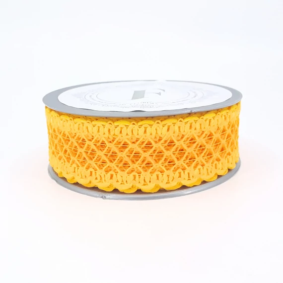 Horgolt csipke szalag – 3,5 cm × 10 yard, napsárga