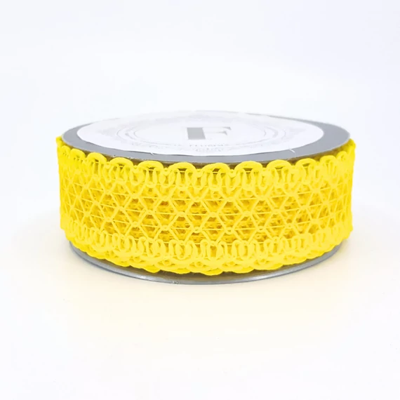 Horgolt csipke szalag 3,5 cm 10 yard, sárga