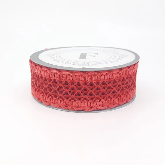 Horgolt csipke szalag – 3,5 cm × 10 yard, bordó
