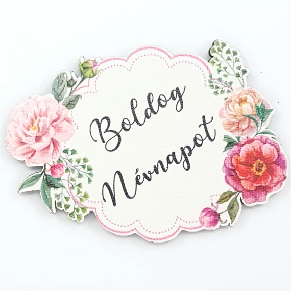 Fa tábla 7.5x5.5 cm 5 db, "Boldog Névnapot"
