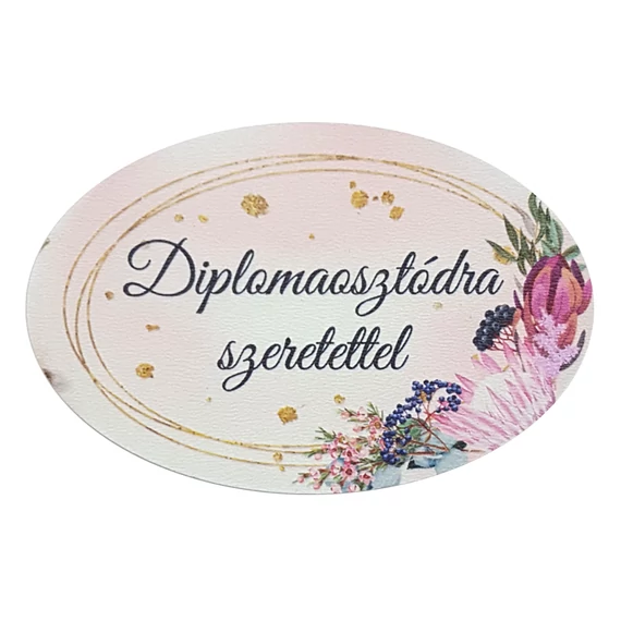 Fa tábla 8.5x5.5 cm 5 db, "Diplomaosztódra szeretettel"