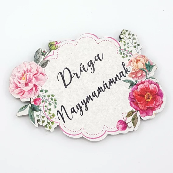 Fa tábla 7.5x5.5 cm 5 db, "Drága Nagymamámnak"