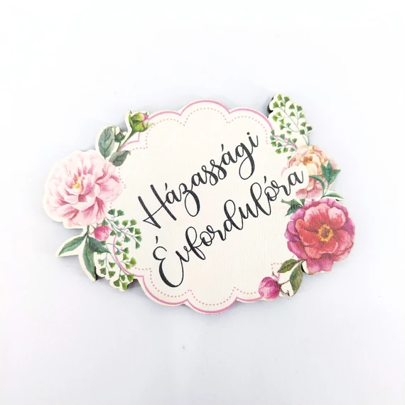 Fa tábla 7.5x5.5 cm 5 db, "Házassági Évfordulóra"