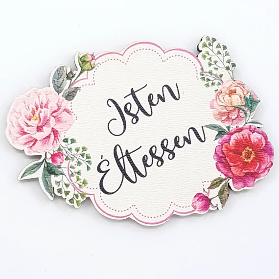 Fa tábla 7.5x5.5 cm 5 db, "Isten Éltessen"