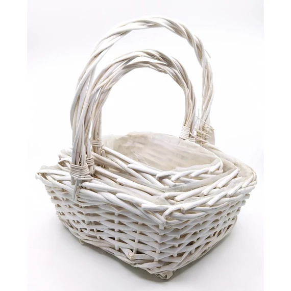 Szögletes fehér kosár 3 db-os szett, 30x25 cm + 25x19 cm + 22x14 cm