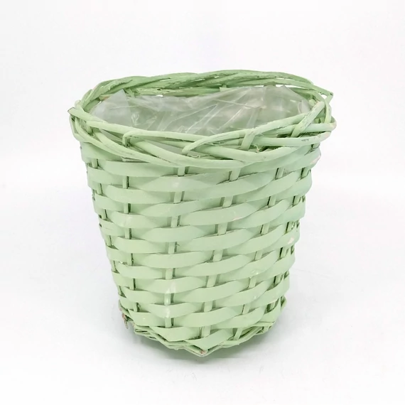 Pasztell fonott kosár 18 cm, zöld