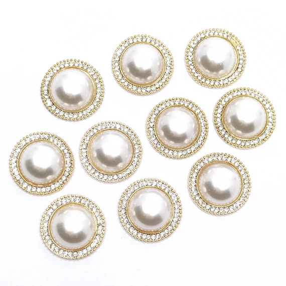Strasszos bross kerek 10 db 2.5x2.5 cm, arany