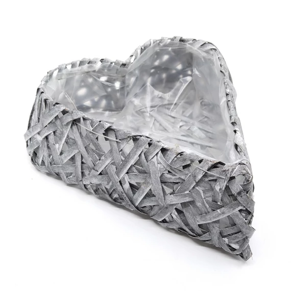 Szív alakú fonott kosár TC8794001-2, 26x23 cm, szürke