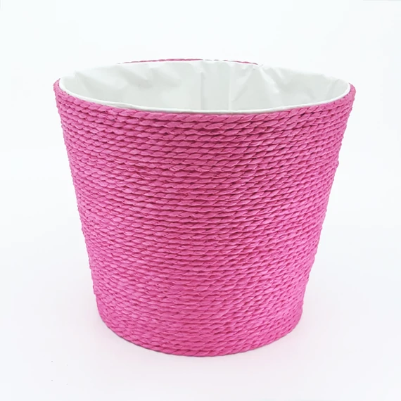 Színes fonott cérna kaspó 18 cm, magenta