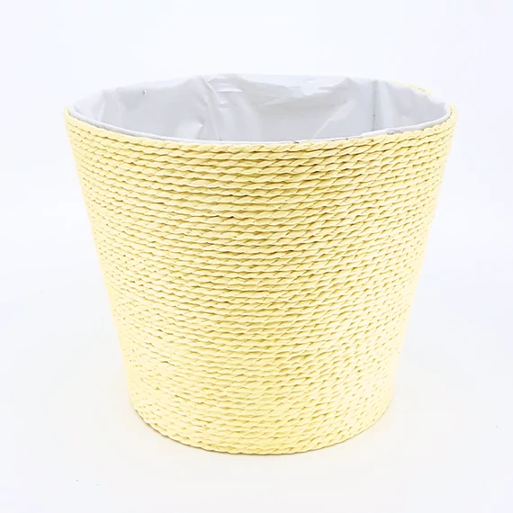 Színes fonott cérna kaspó 18 cm, sárga
