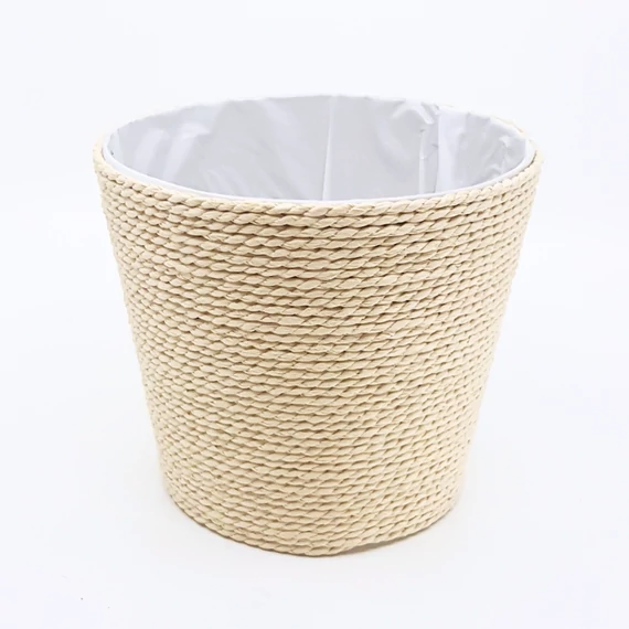 Színes fonott cérna kaspó 15 cm, bézs