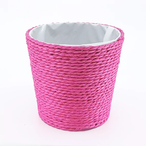 Színes fonott cérna kaspó 10 cm, magenta