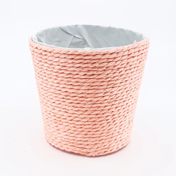 Színes fonott cérna kaspó 10 cm, rózsaszín