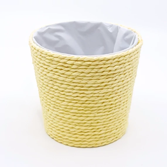 Színes fonott cérna kaspó 10 cm, sárga