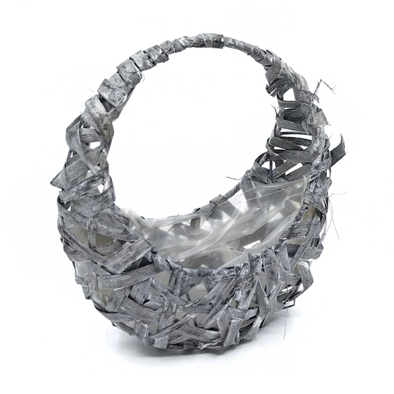 Kerek fonott kosár szürke   DD26118, 20x20x9 cm
