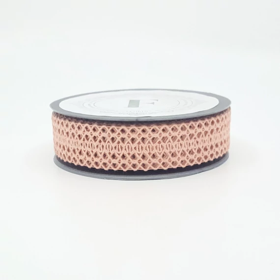 Csipkés szalag 2,5 cm 10 m, pasztell rózsaszín