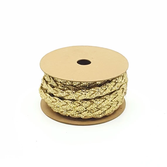 Glitteres fonott zsinór 10 mm 5 m, arany