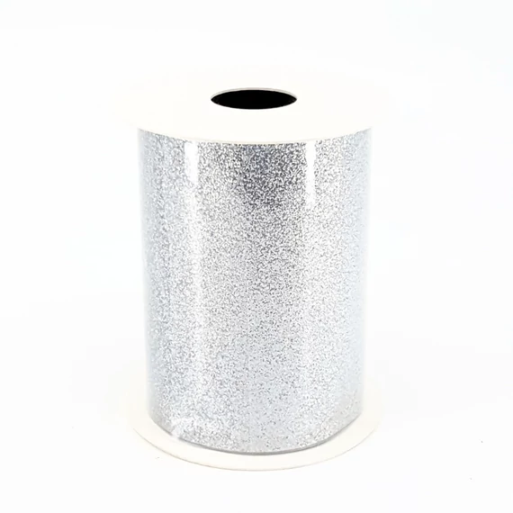 Glitteres szalag 10 cm 10 m ezüst