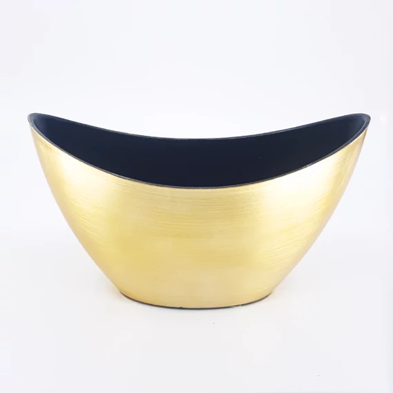 Csónak alakú kaspó műanyag 20x9x11 cm arany