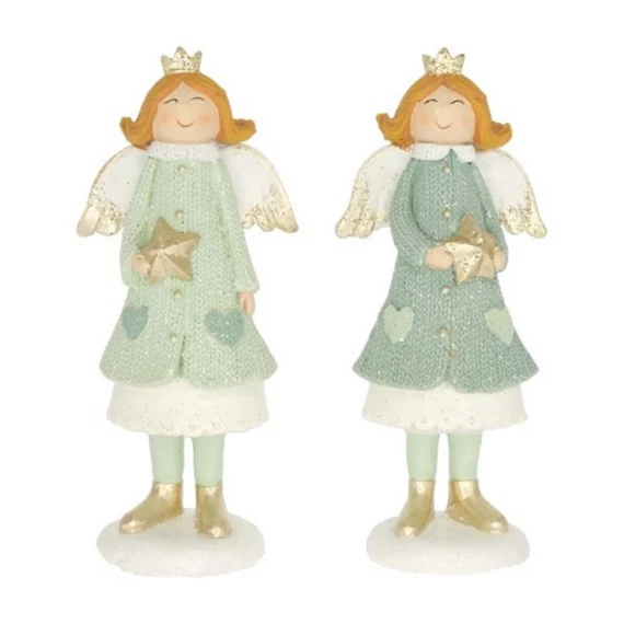 Angyal csillaggal álló glitteres 16 cm