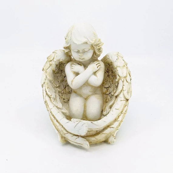 Angyal mécsestartóval 15x15x15 cm antik