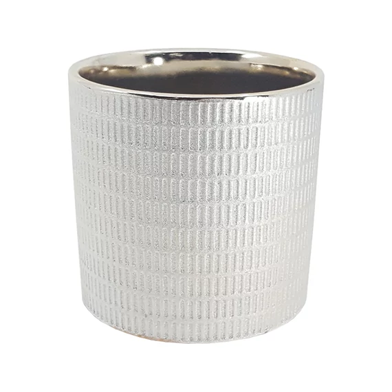 Kaspó ezüst henger nyomott mintás 14 cm