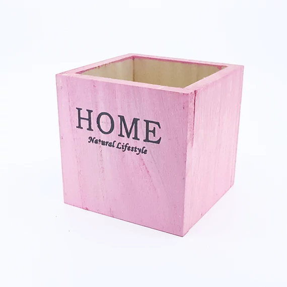 Fa kocka "HOME" rózsaszín