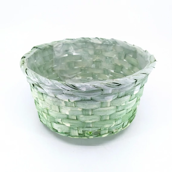 Zöld háncs kosár bélelt 20 cm