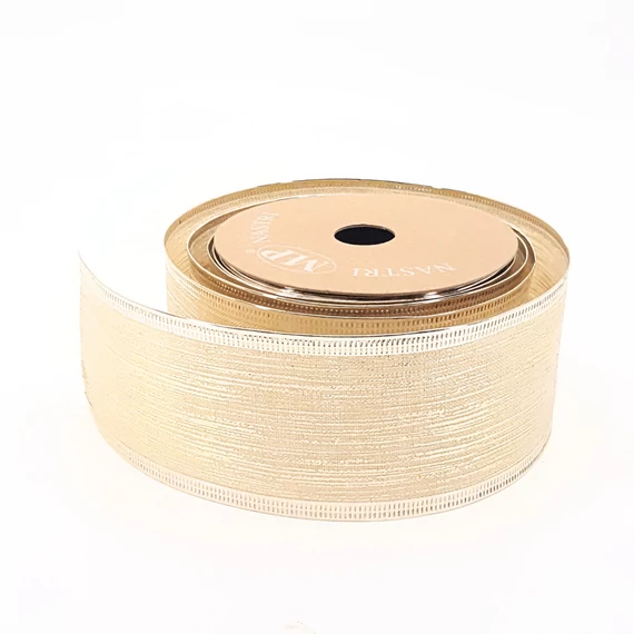 Szalag csillogós textil63mmx10m krém