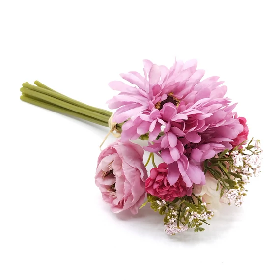 Gerbera + peony + rezgő csokor, rózsaszín
