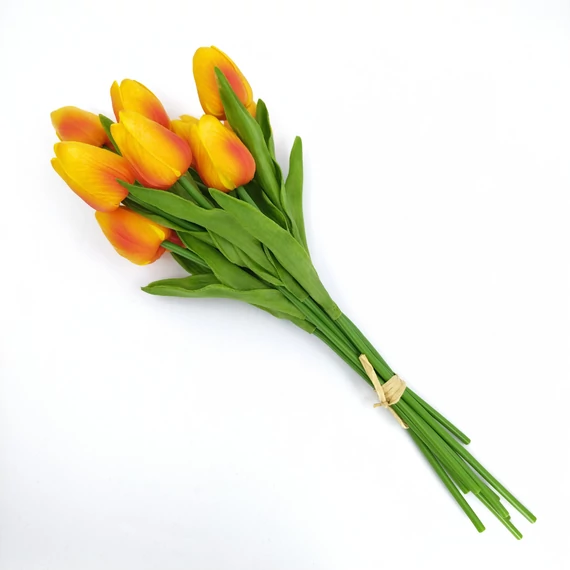 Tulipán x10 selyem kötegelt 40 cm, narancs