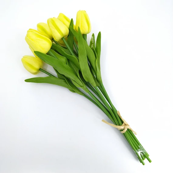 Tulipán x10 selyem kötegelt 40 cm, sárga