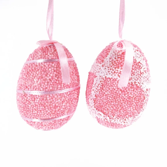 Tojás gyöngyös 8 cm 2 db-os, rózsaszín