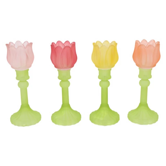 Tulipán mécsestartó matt talppal 8,2x8,2x22 cm
