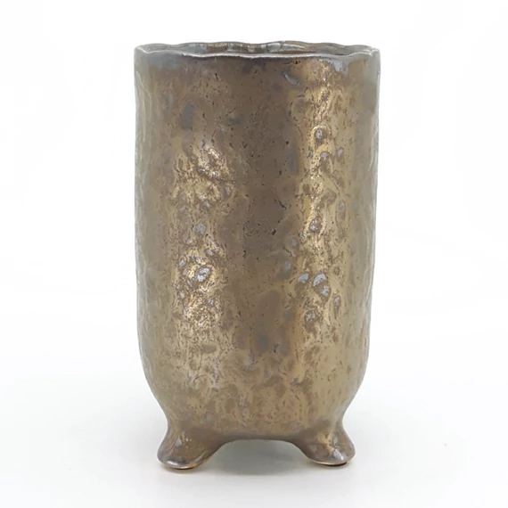 Bronz lábas kaspó 10 x 17 cm