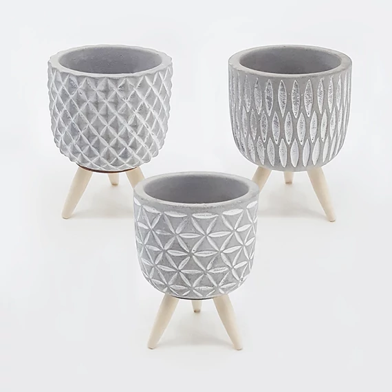 Kaspó – lábon álló, 8 cm, szürke