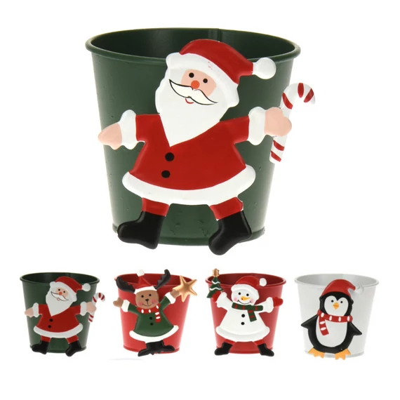 Karácsonyi vödör figurával 8 cm