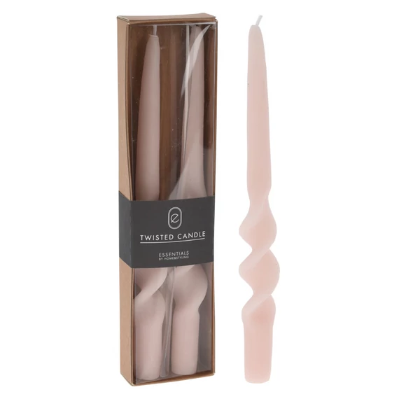 Csavart gyertya light pink 2 db/doboz