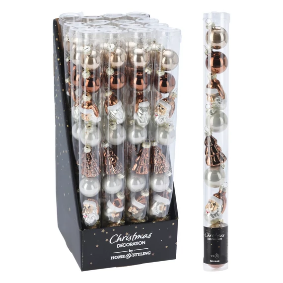 Gömb+figura üveg 3 cm 9 db-os kávé