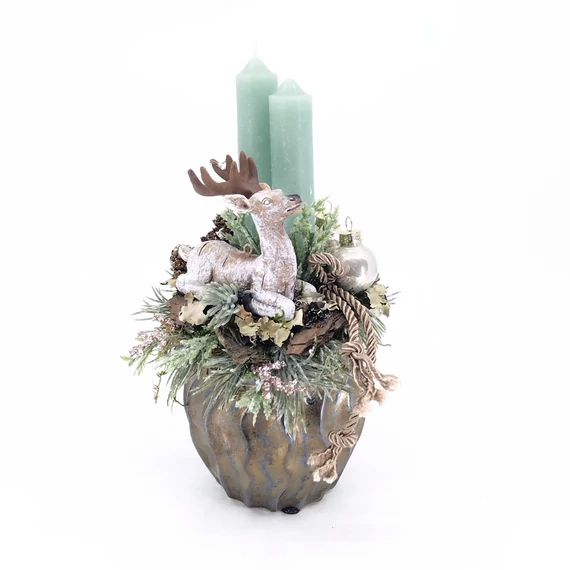 Szarvasos karácsonyi asztaldísz 24 cm