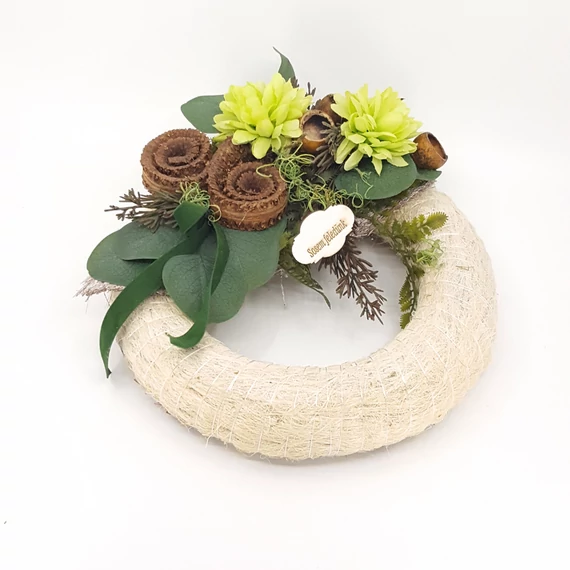 Kegyeleti koszorú zöld 26 cm