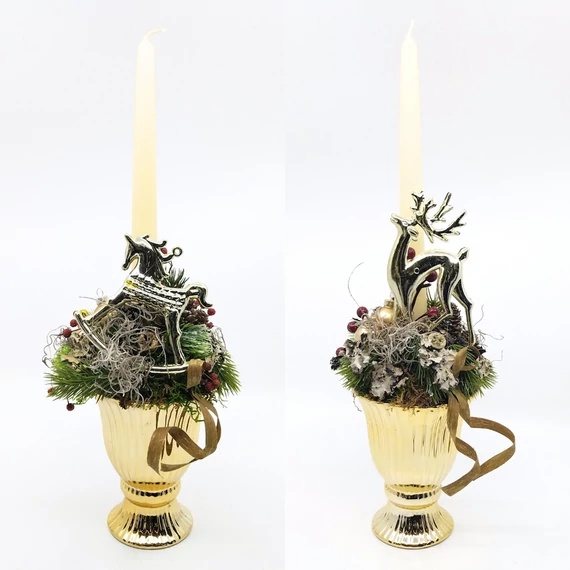 Arany asztaldísz figurával 44 cm