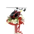 Kép 2/3 - Ballagási csokor 30 cm, piros helikopter, piros csokortartóval, selyemvirágokkal