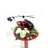Kép 1/3 - Ballagási csokor 30 cm, piros helikopter, piros csokortartóval, selyemvirágokkal