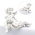 Kép 1/2 - Fehér polyresin angyal szobor, ülő és fekvő angyalka – 11,5 cm