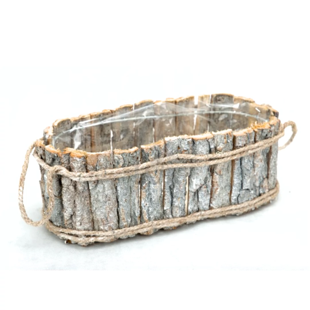 Kéregláda szürke ovális 15x35x15 cm