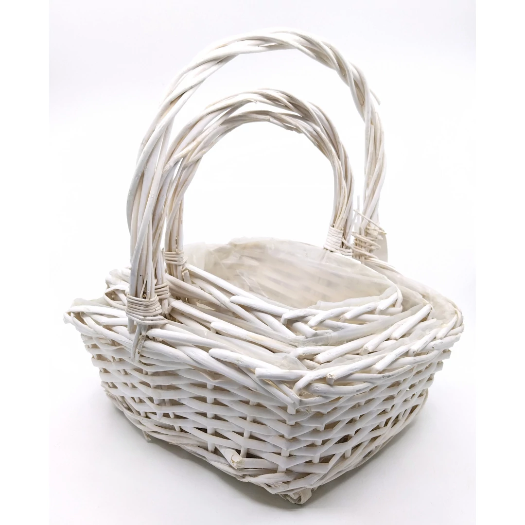 Szögletes fehér kosár 3 db-os szett, 30x25 cm + 25x19 cm + 22x14 cm