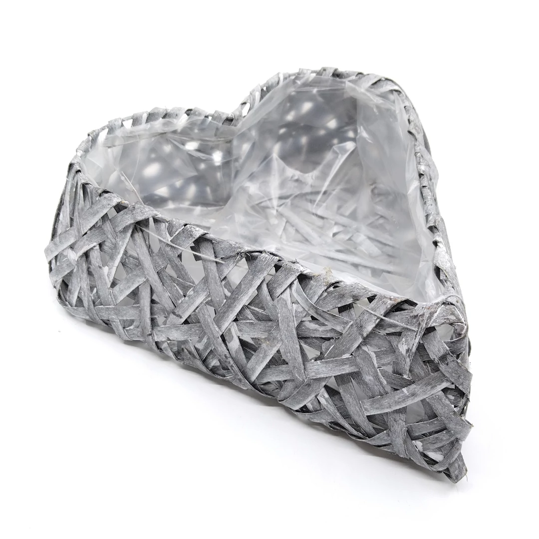 Szív alakú fonott kosár TC8794001-2, 26x23 cm, szürke