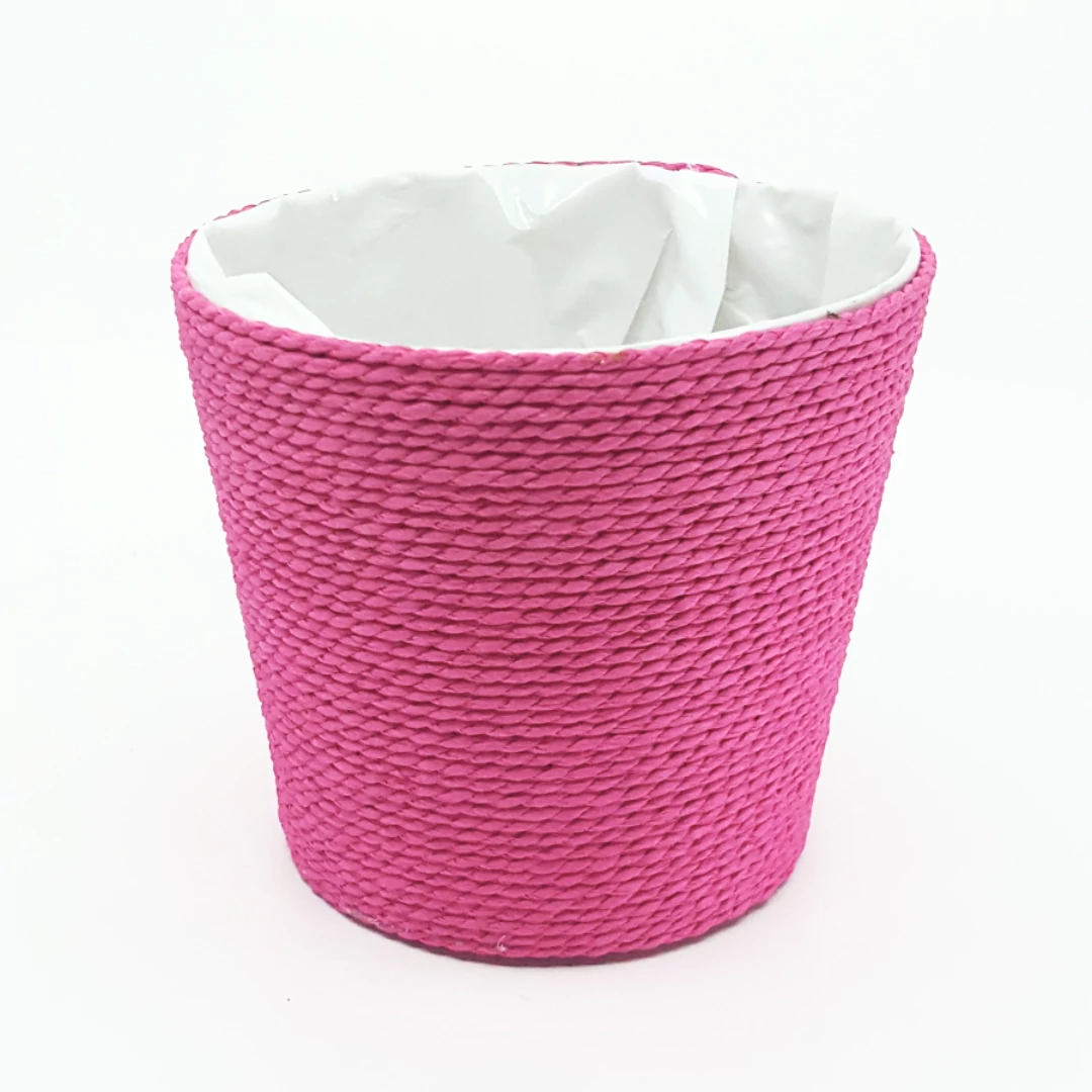 Színes fonott cérna kaspó 15 cm, magenta