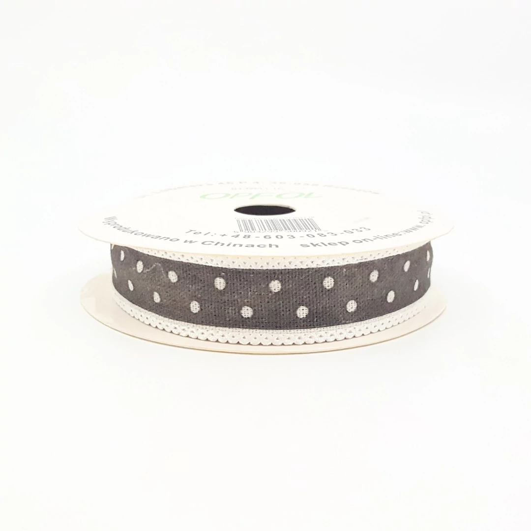 Pöttyös szalag 2,8 cm 10 m, szürke